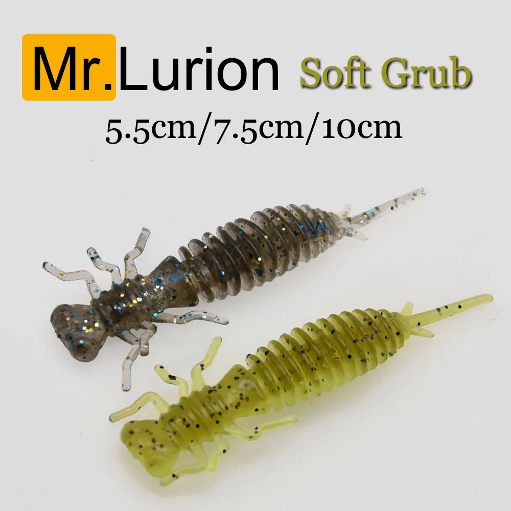 Mrlurion 10 piezas 1,2g 3g 6g cebos de gusano de señuelo artificial suave para trucha pike bass, aparejos de gusano de larva pequeña