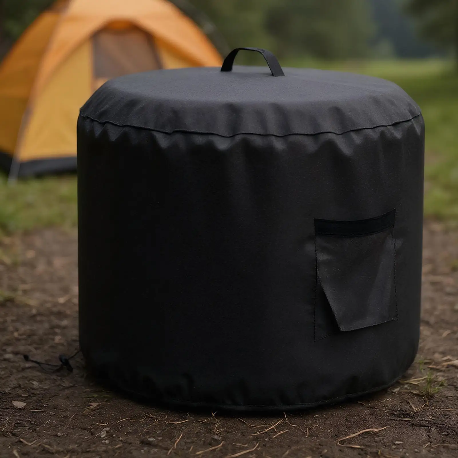 Fire Pit Cover Waterproof Round Fire Pit Protector For Outdoors Oxford Fabric Windproof Protector With Side Pocket For Rain Snow view 5