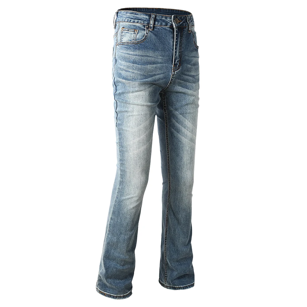 Herren Slim Boot Cut Jeans Hochwertige Einfarbige Blaue Baumwoll-Denim-Hose Lässige Klassische Skinny Flared Hose – Detail 4