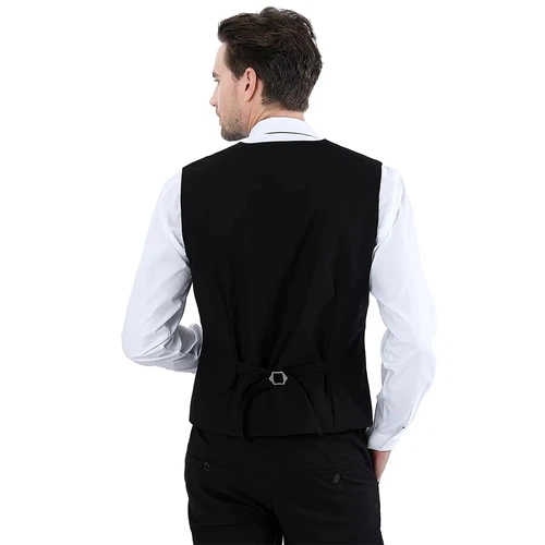 Imagen 2 del producto Chaleco de traje para hombre, conjunto de traje Formal de negocios para boda, oficina, fiesta de cumpleaños, chaqueta de Iglesia de Pascua, chaleco negro