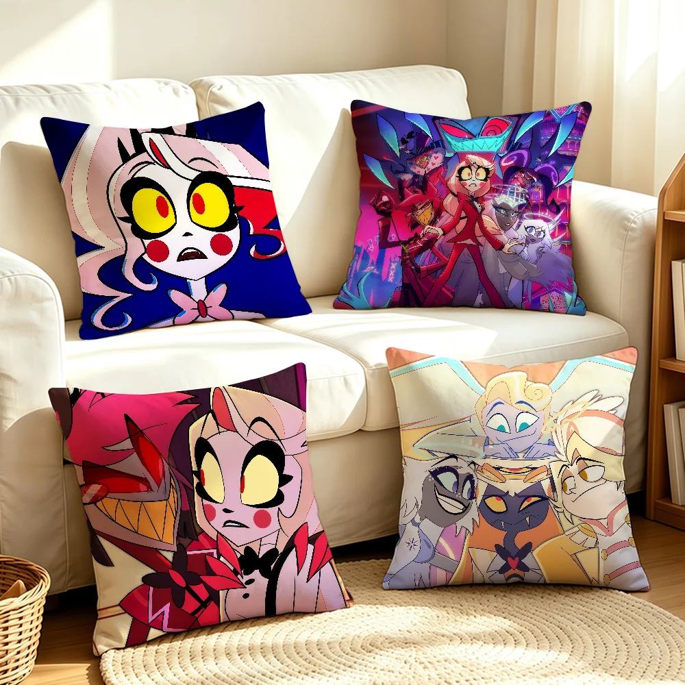 Cartoon H-Hazbin Hotel cushion cover Anti-dustmite Sofa Cushion Decorative Office Cover Lounge Area Indoor & Outdoor Use