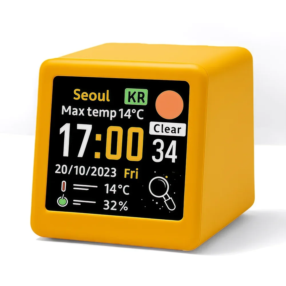 

Mini WiFi Weather Clock with Animated Display, Digital Thermometer Hygrometer, Desktop Decor for Home Office, Creative Gift Idea