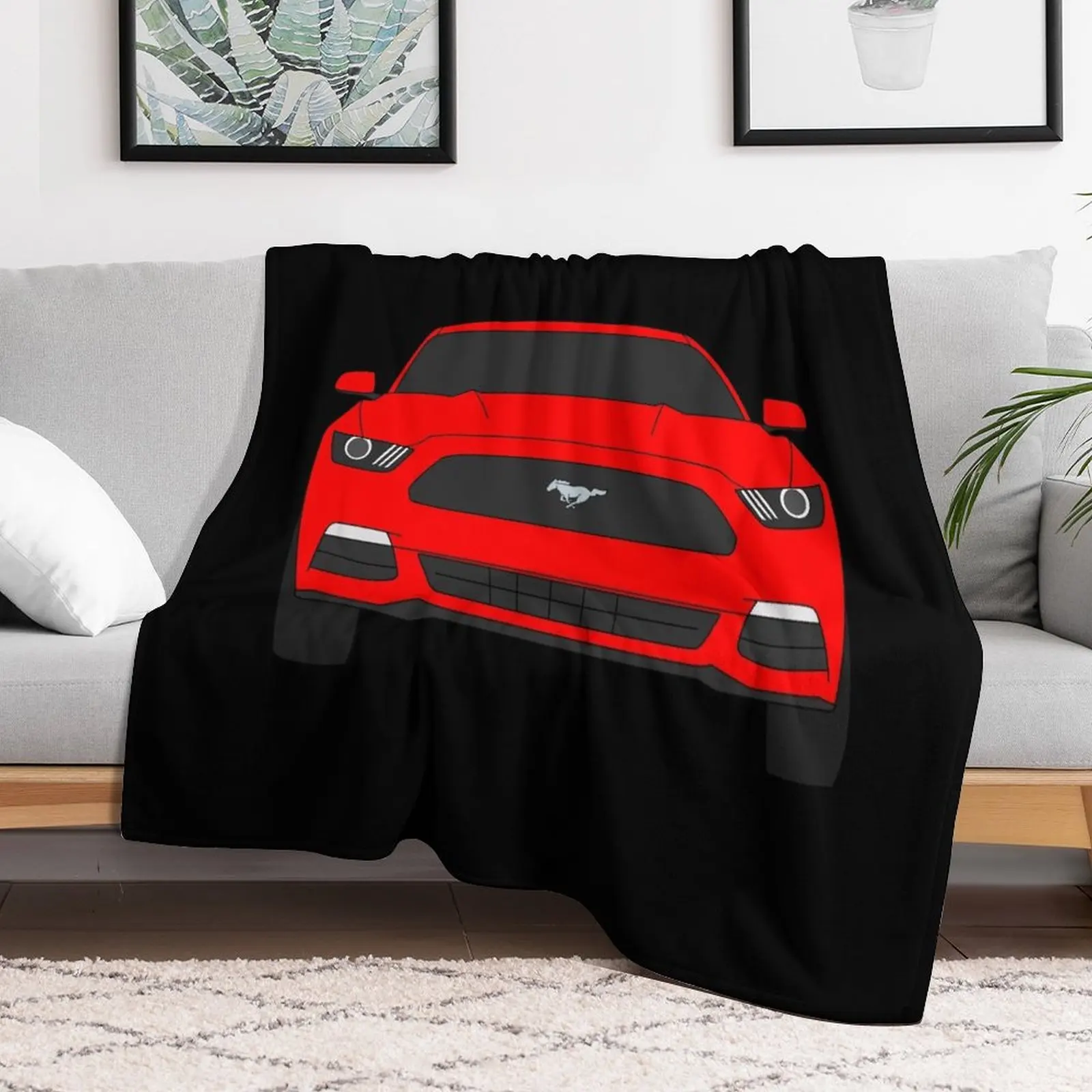 

Ford Mustang Front End Race Red Throw Blanket Bed linens Flannel Fabric blankets and throws Flannels Blankets