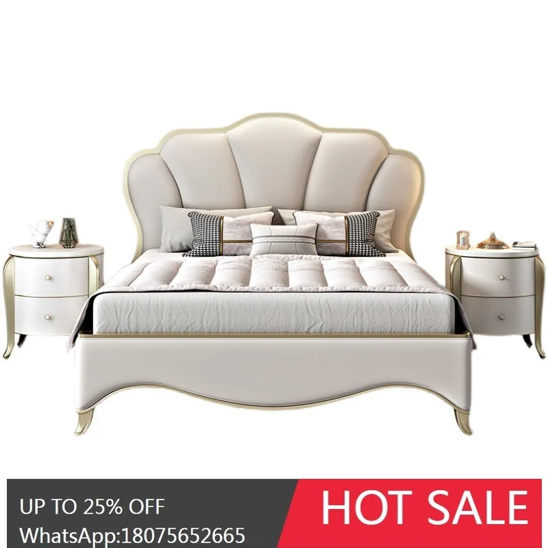 SGF New American Style Light Luxury Petal Bed Soft Package Master Bedroom Double Wedding Bed