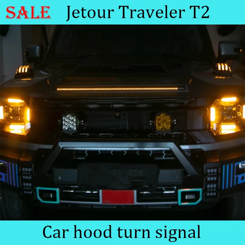 Fit for JETOUR Traveler T2 2023-2024 Car Hood Decoration Daytime Running Light Modification Turn Signal Car Exterior Accessories