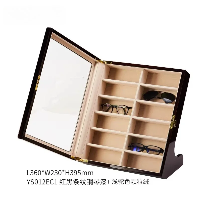 Glasses storage box, high-end wooden multi-grid large-capacity jewelry, sunglasses, sunglasses storage box