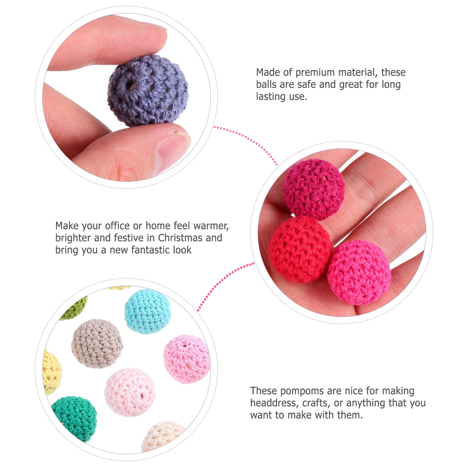 

20 Pcs Christmas Ball Pendant Knitted Ornaments Outdoor Decor Hanging Wood DIY Decorations