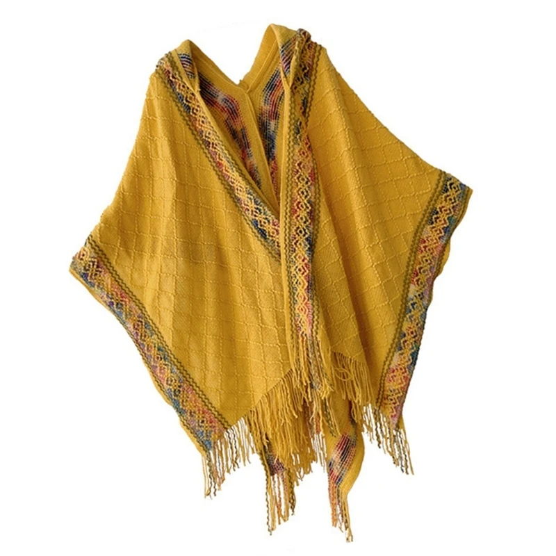 Fashionable Fringed Poncho Shawl for Vacation Bohemian Shawl Travel Photo Capes