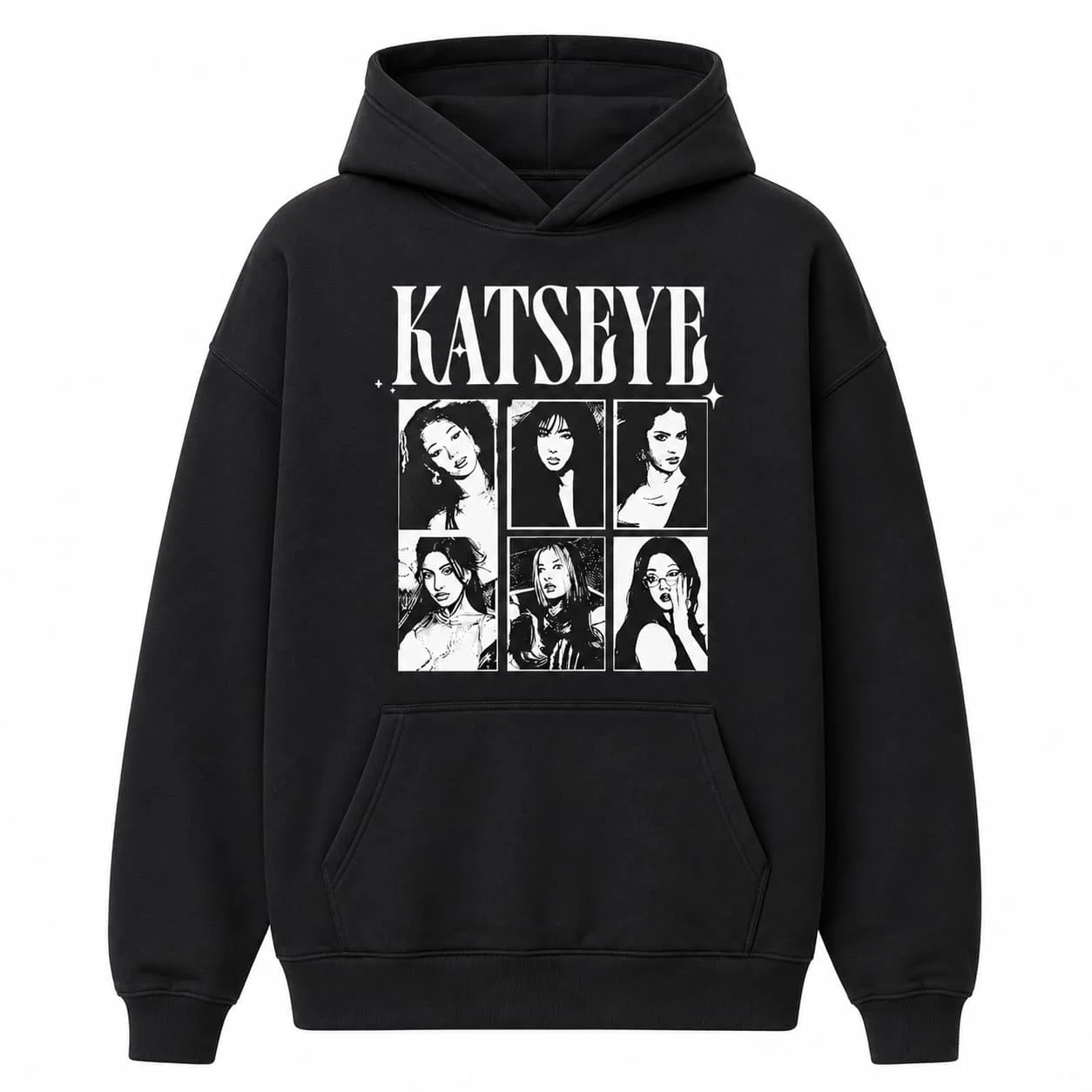 Katseye Girl Portrait Collage Autumn Winter Casual Men hooded sweatshirt Women Boys coat Top Parent Child Kid 's Cotton Hoodie