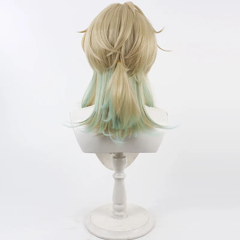 Juego Wuthering Waves Luuk Herssen Cosplay peluca oro medio hasta Cosplay peluca con reflejos verdes para Comicon fiesta adultos mujeres hombres