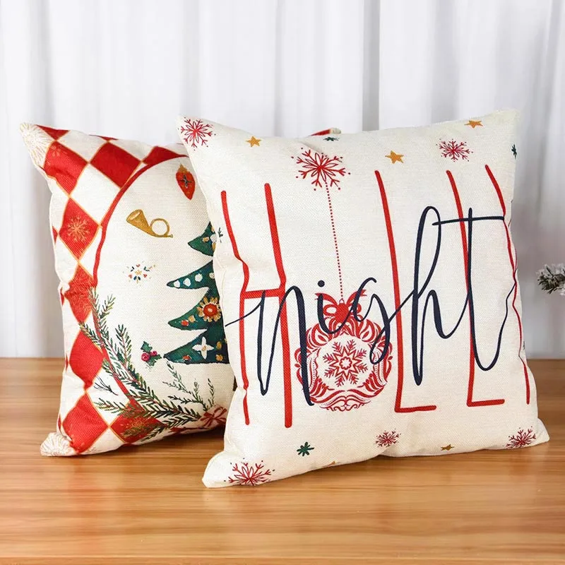 45cm Christmas Cushion Cover Merry Christmas Decoration For Home 2024 Christmas Ornament Gift Navidad Happy New Year Xmas Gifts