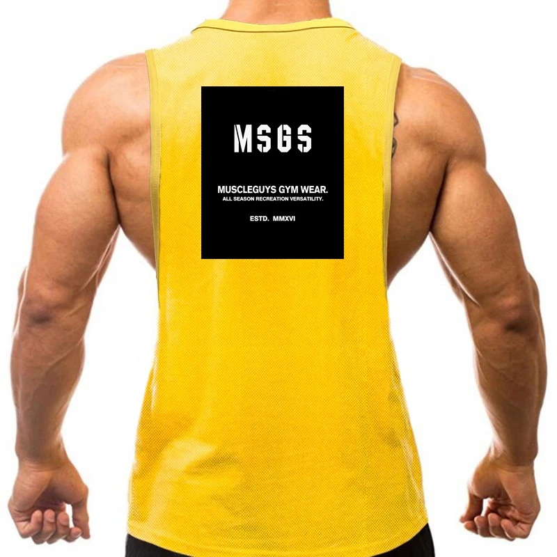 2022 Mens Gym Muscle Mesh Casual Tank Top Fashion Fitness Sporting Sleeveless Quick-drying Vest Workout Bodybuilding Singlets