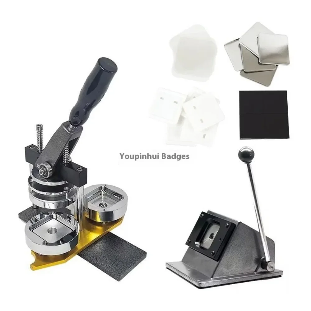 OYLP Square Fridge Magnet Maker Machine Kit, 50x50mm Refrigerator Sticker Making Machine+Paper Cutter+100 Sets Materials