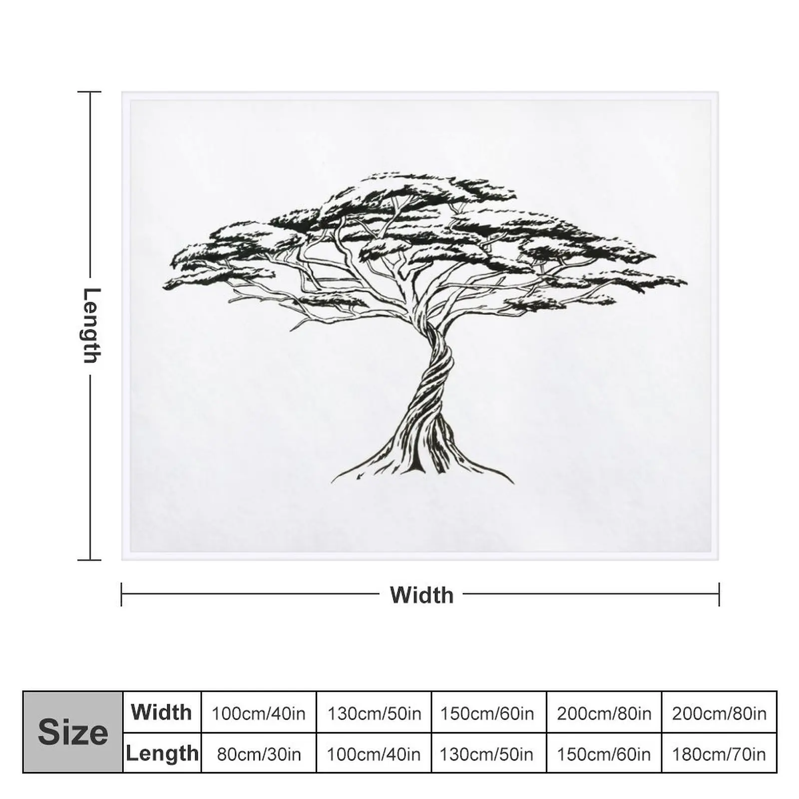 Whistling Thorn , Zen Bonsai African Tree Black and White Illustration Throw Blanket Giant Sofa Cute christmas gifts Blankets