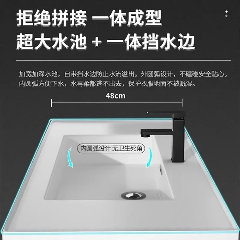 Rock Slab Hot Bending Integrated Basin Bathroom Cabinet Combination Seamless Ceramic Washbasin Hotel Vanity Unit Washstand