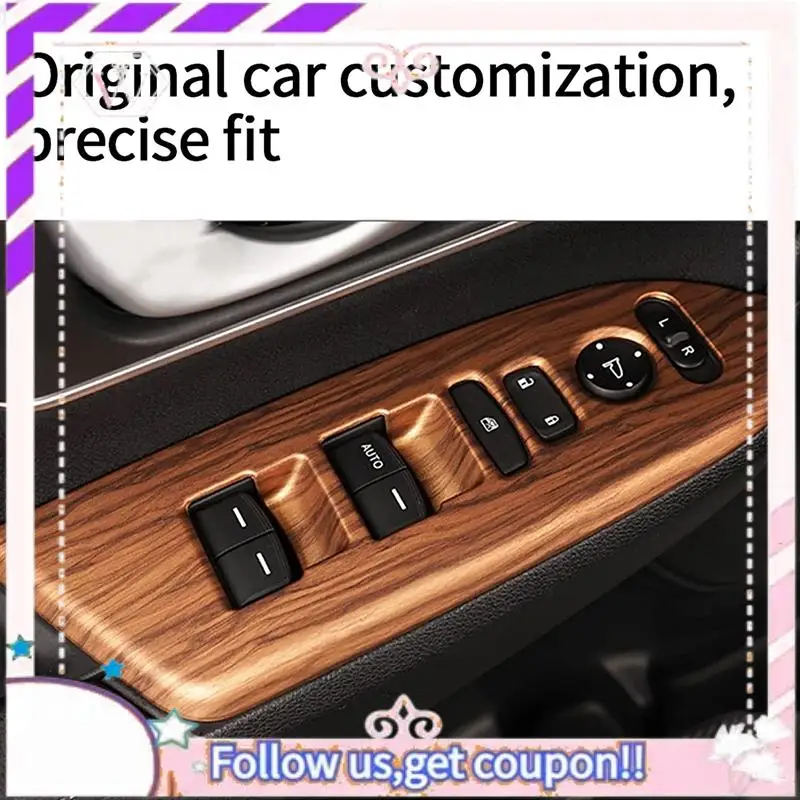 

Easy To Use Car Interior Window Switch Panel Trim, Peach Wood Grain Window Switch Cover For Honda CR-V CRV 2017 2018 2019 2020 2