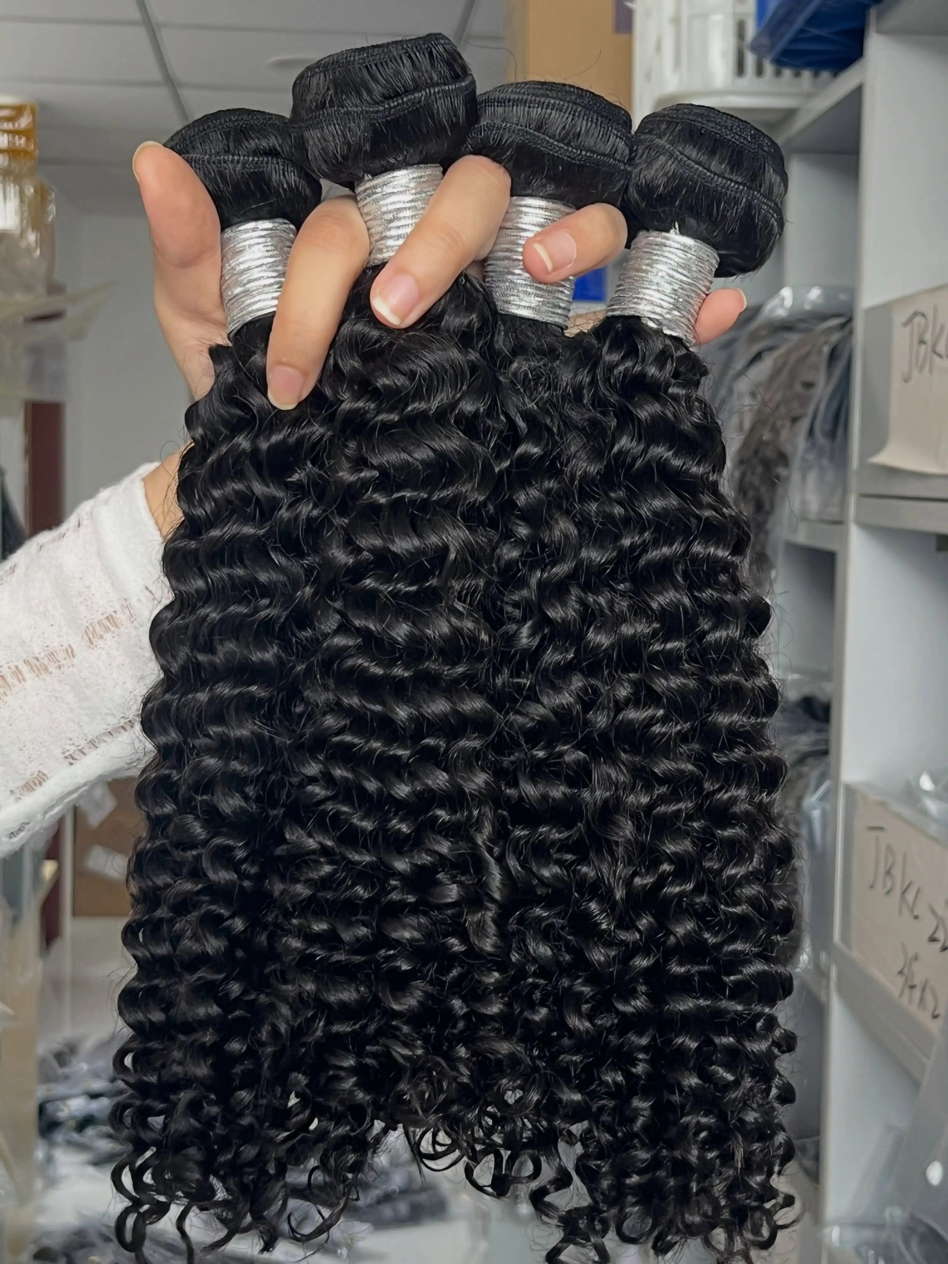 100% Human Hair Deep Wave Human Hair Bundles 40 inch Deep Curly Bundles Natural Human Hair for Women Brazilian Raw Hair Extensions