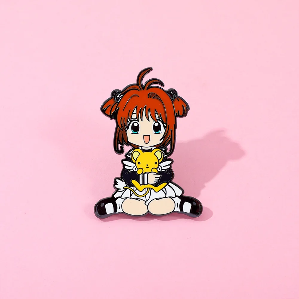 Japanese Anime Cartoon Characters Cardcaptor Sakura Metal Badge Magic Card Girl Sakura Enamel Badge High End Brooch Accessory