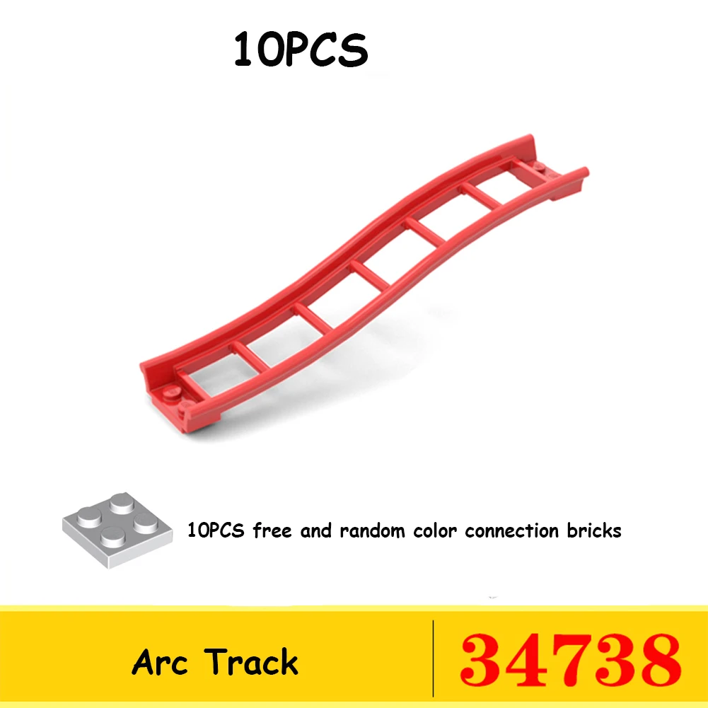 10 x Achterbahn-Schienenschienen, kleine Partikel, technische Teile, MOC-Baustein, kompatibel mit Legoeds 25061, 26559, 26560, 260