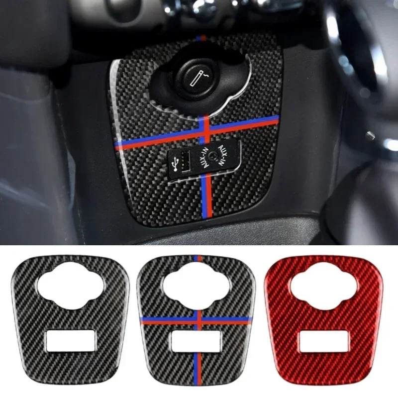 

for Mini Car Cigarette Lighter Panel Decorative Cover Carbon Fiber Sticker Cooper F55 F56 F57 Auto Interior Decal Accessories