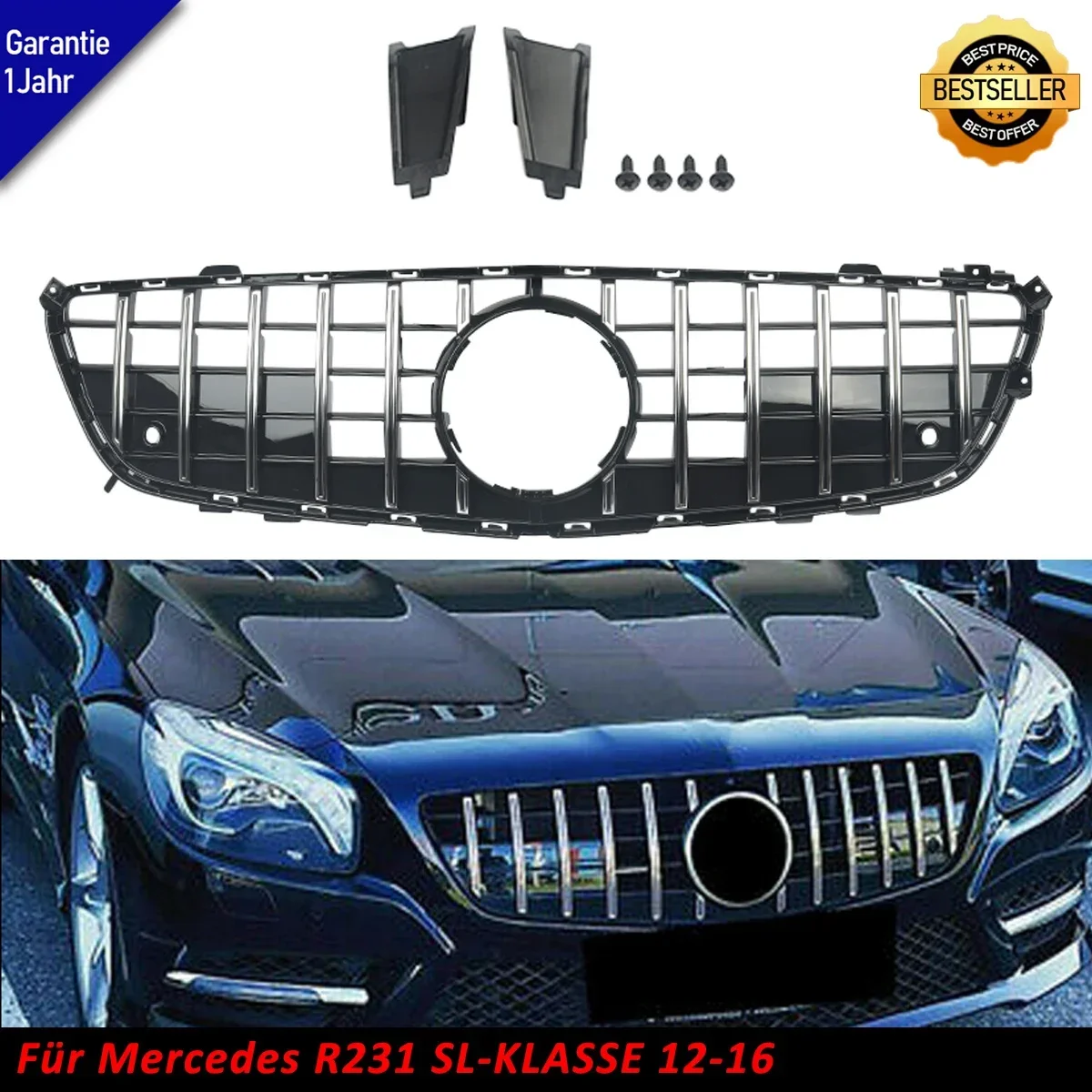 Front Racing Facelift Grilles for Mercedes-Benz R231 SL-Class SL550 500 450 2017-2020 GT Grille Vertical