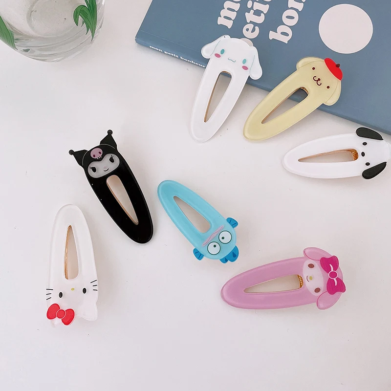 1Pc Anime Sanrio Figure Hairpin Hello Kitty Kuromi Melody Cinnamoroll Kawaii Hair Accessories Headwear Hair Clip Gifts For Girl