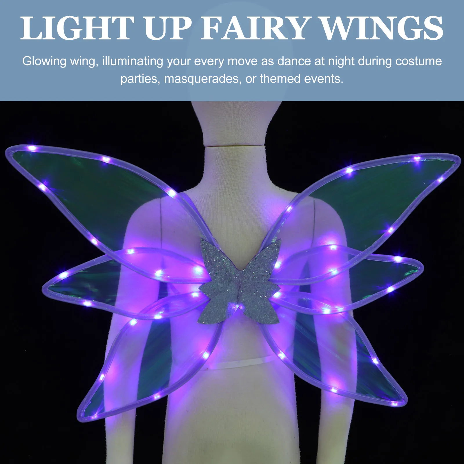 

Fairy Shiny Wings Christmas Costumes for Adults Halloween Cosplay Accessory Girl Purple