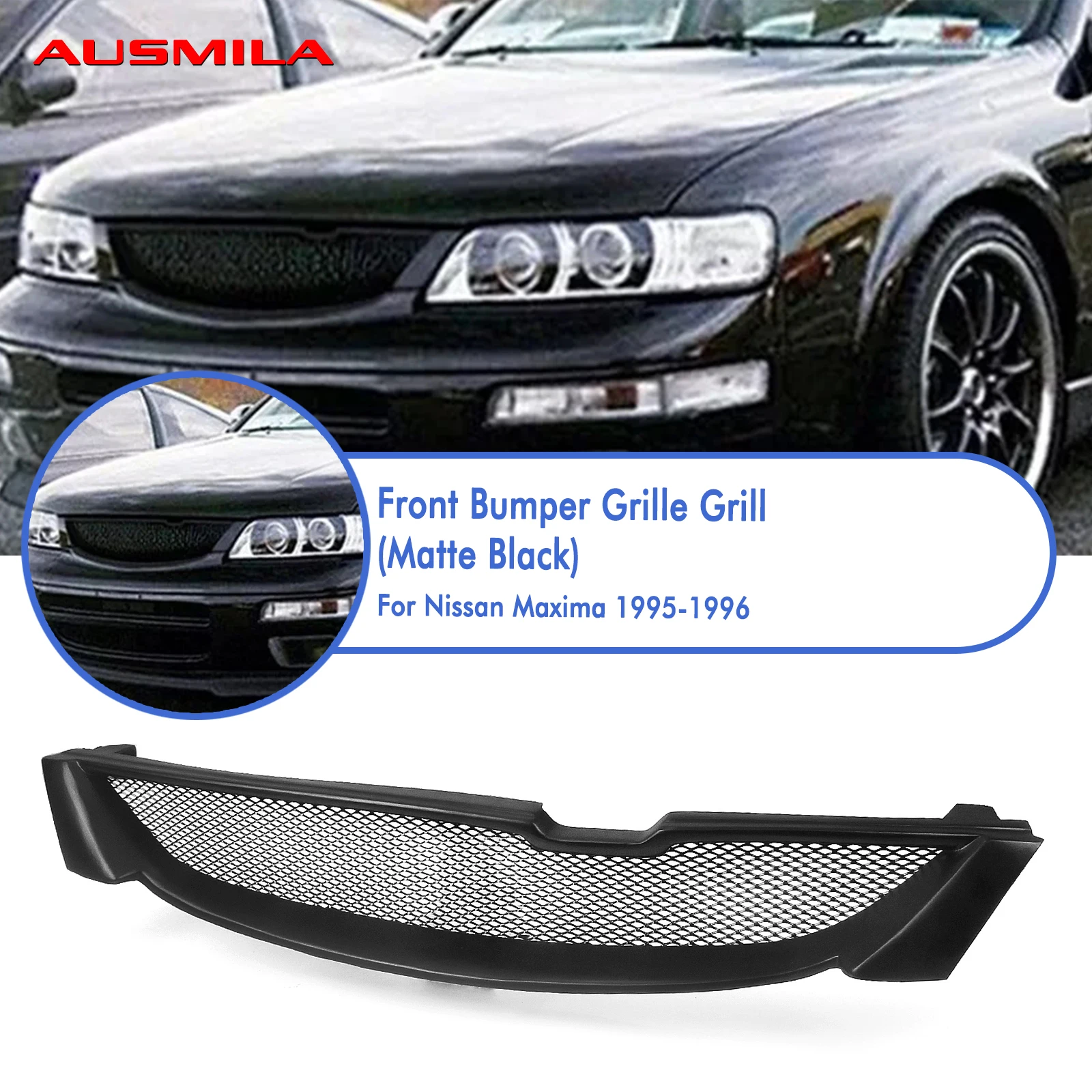 Front Grill Grille Upper Bumper Hood Mesh For Nissan Maxima 1995 1996