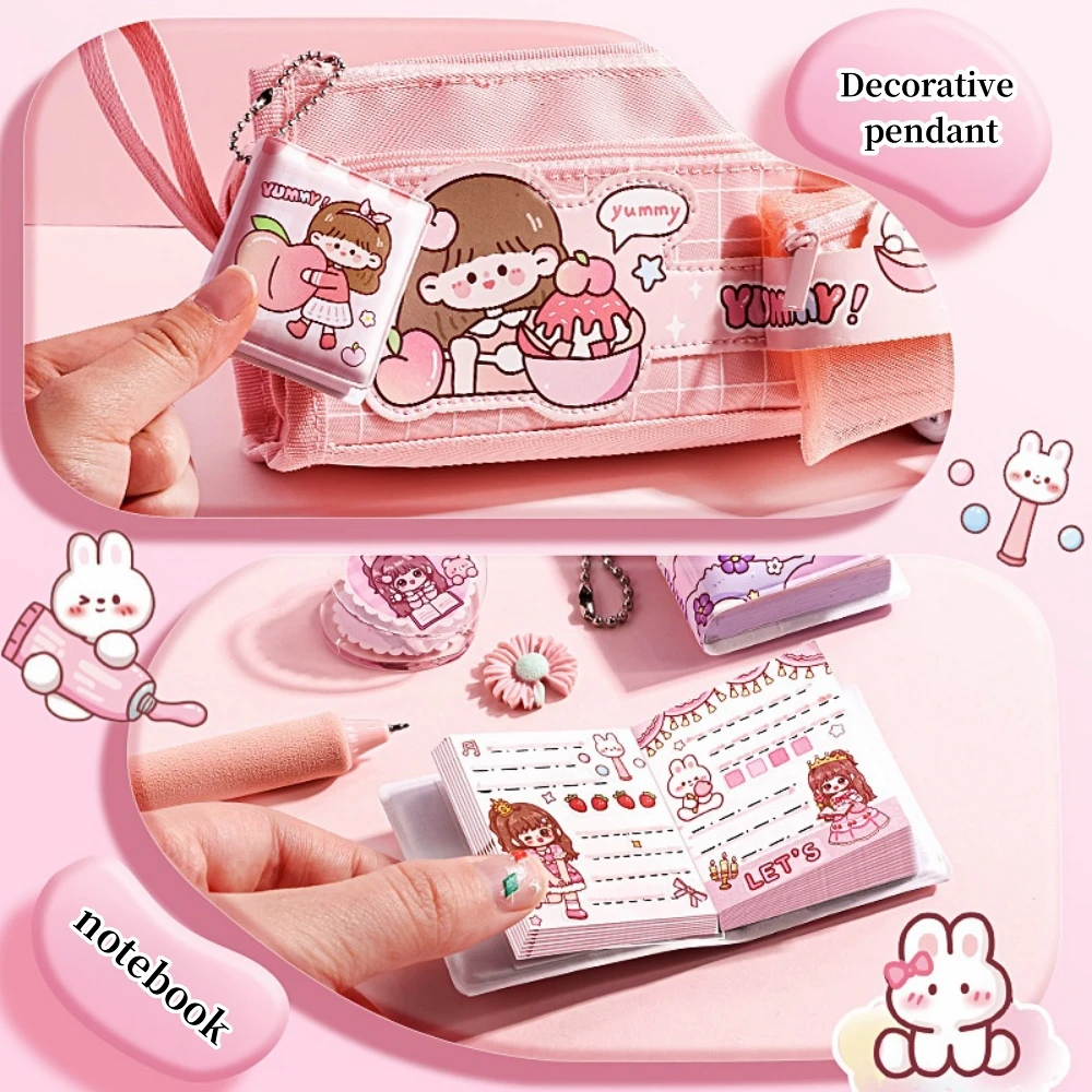 2pcs Mini cute notebook,20 sheets of writing paper and 40 stickers,Convenient to carry,Pendant