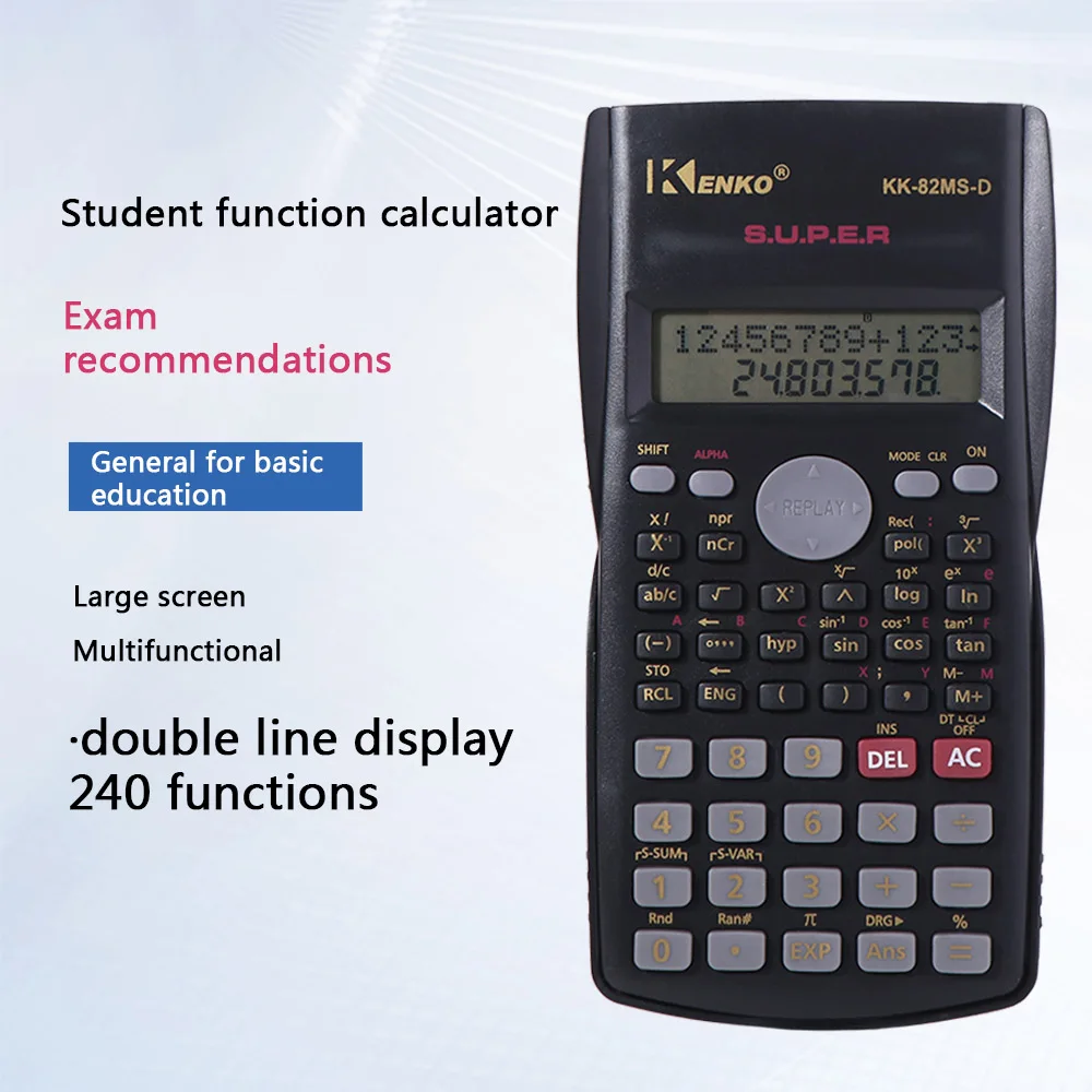 12 Digits Display Scientific Calculator 2-Line Screen Multifunctional 240 Functions Calculator Simple Operation Big Screen