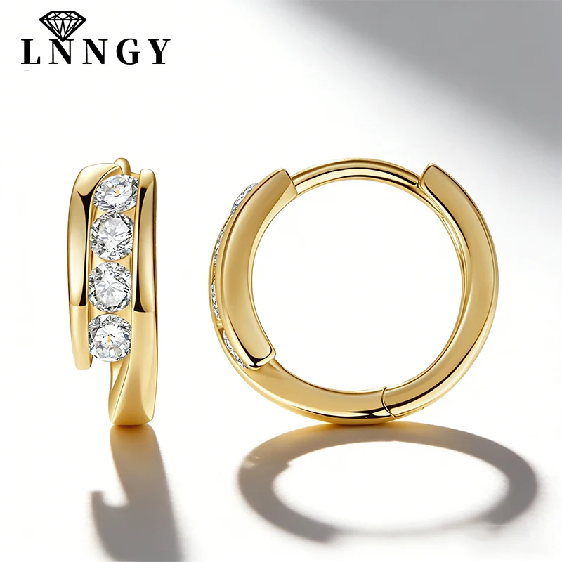

Сертифицированные сережки Lnngy с муассанитом 2,5 мм, серьги-кольца из 14-каратного золота для женщин, универсальные женские украшения, подарок