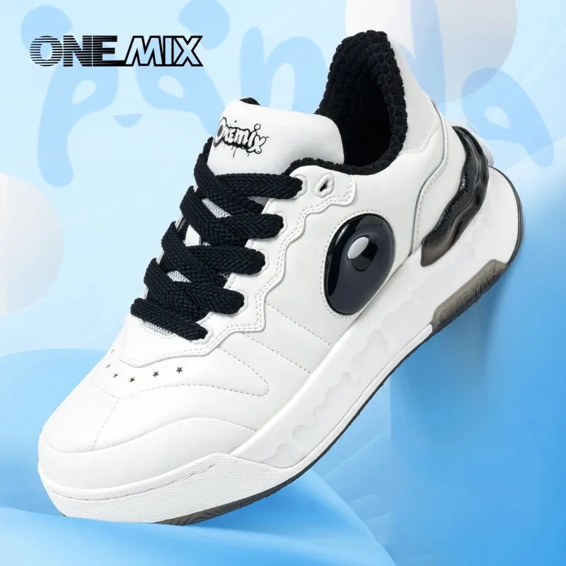 ONEMIX Winter Skateboarding Shoes Men Women Wear‑Resistant Retro All‑Match Height‑Increase Leather Casual Sneakers Size 47 3815