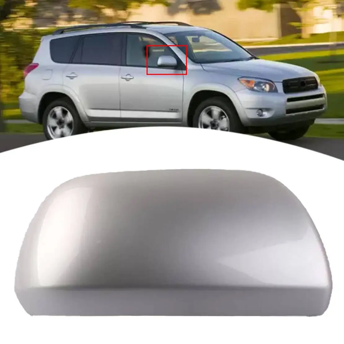 Right Rearview Mirror Cover Frame Door Wing Cap Trim Housing ABS fit for Toyota RAV4 2006 2007 2008 2009 2010 2011 2012 Silver