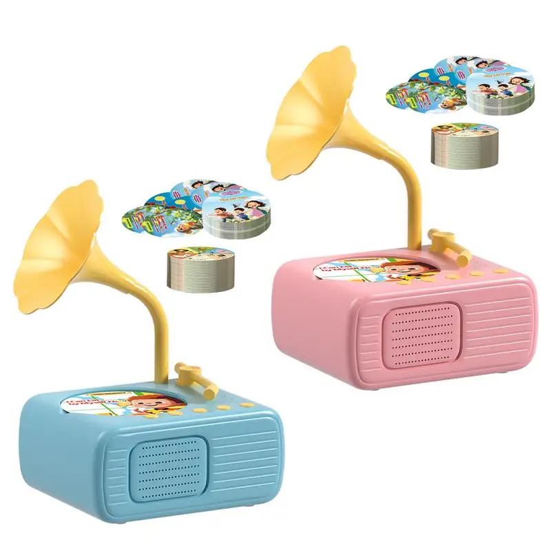 Grammofono per bambini con 96 carte, lettore musicale con storia fonografica per bambini, giocattoli per bambini, regalo di compleanno per l'educazione della prima infanzia