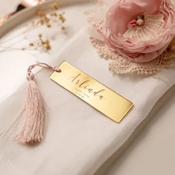 Acrylic Wedding Place Cards with Tassels,Blank Name Setting,Event Décor,Party Place Names,Silver/Gold MirrorSeating Places