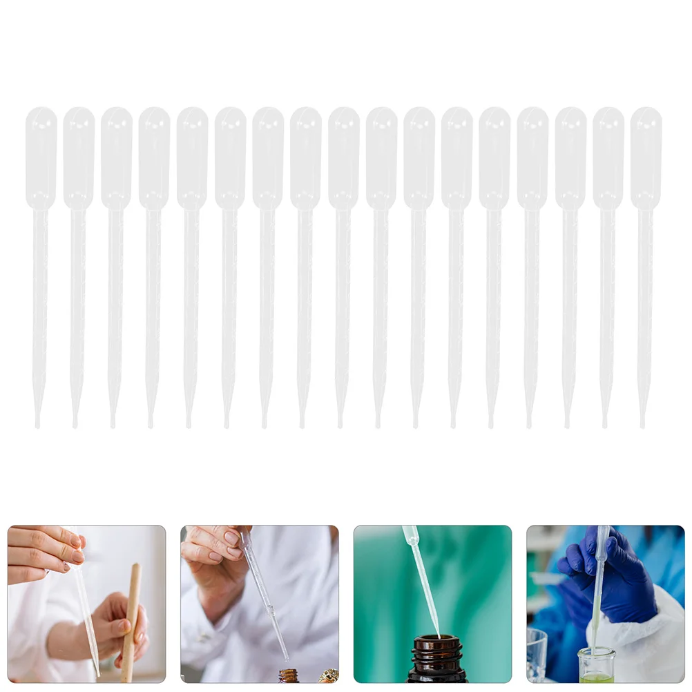 100 Pcs Dropper Clear Plastic Calibrated Pipettes for Laboratory Droppers Liquid