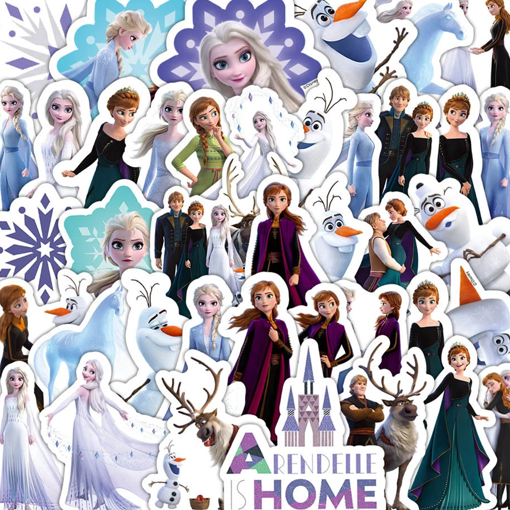 10/30/50pcs Kawaii Disney Cartoon Frozen Stickers Cute Princess Anna Elsa Decals DIY Notebook Skateboard Guitar Laptop Kids Toy