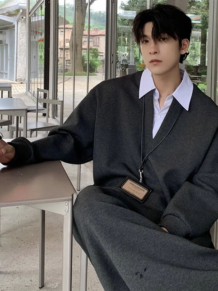 

Men's irt Collar Sweatirt Set Lazy Sle Cool Haome High-End Feelings Whole Set Autumn Faion T-irt Long Sve Lon...