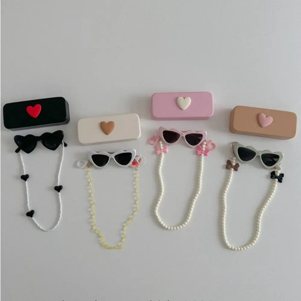 

3Pcs/Set Spring Summer Kids Love Shape Glasses Fashion Kawaii Sunscreen Eyeglasses Beach Sun Glasses with Eyeglass Chains