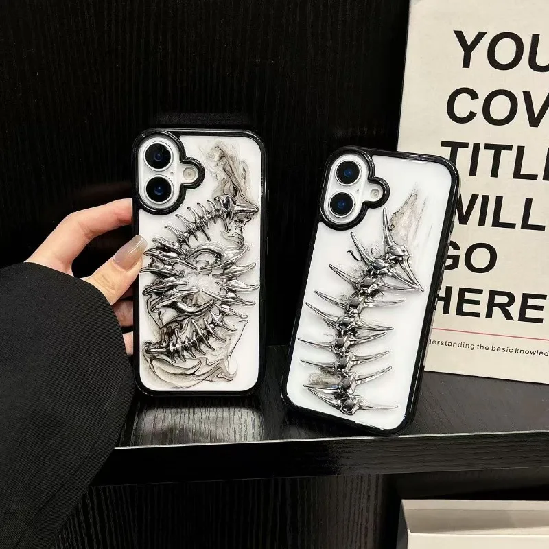 INS 3D Metall-Fischgräten-Handyhülle für iPhone 18 Pro 17 16 15 13 14 12 11 Pro Max, schicke Kamera-Schutz-Soft-Silikonhülle – Detail 11