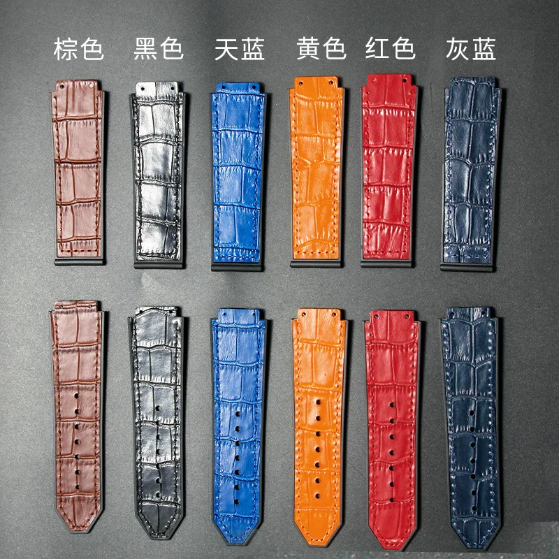 

Watch Band For HUBLOT BIG BANG Genuine Leather 25mm*19mm Waterproof Men Watch Strap Chain Watch Rubber Chain