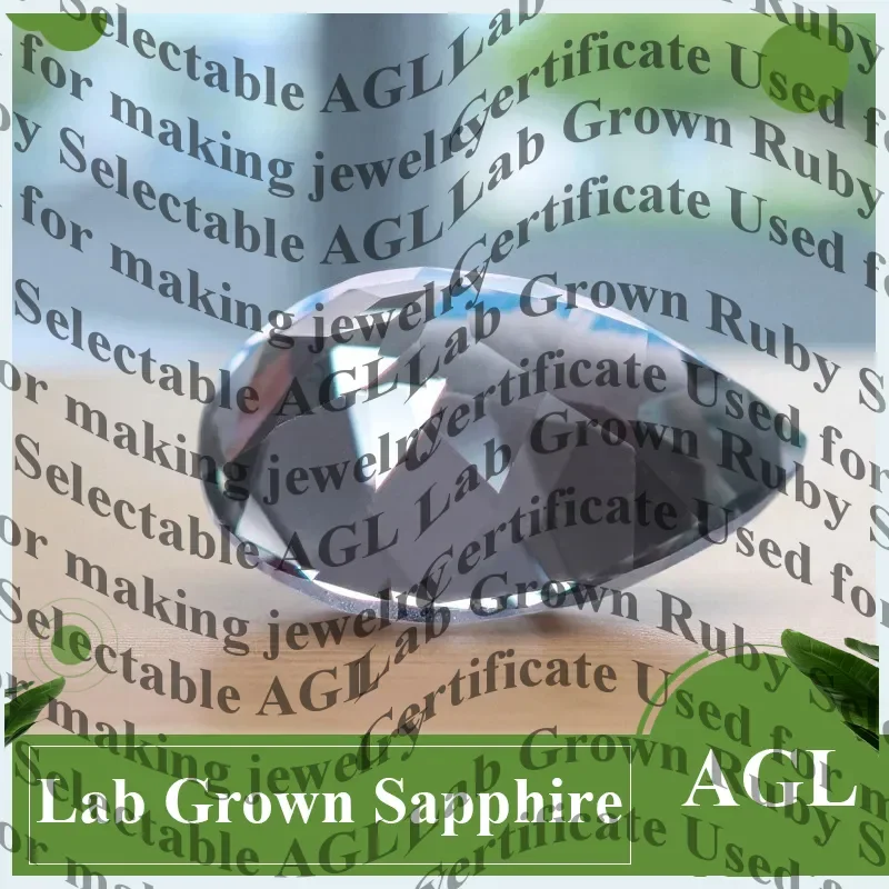 

Pear Cut Green Lab Grown Sapphire, VVS1 Clarity Loose Gemstone, AGL Certified DIY Inlay Stone for Bracelet Jewelry Making