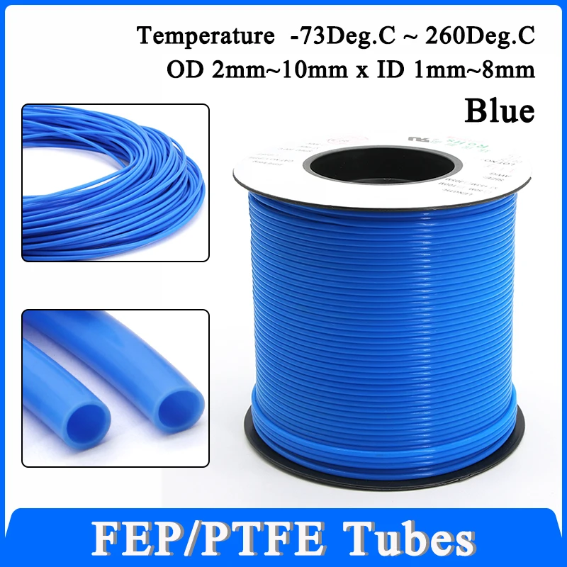 1~10m Blue ID 1 2 2.5 4 6 8mm x OD 2 4 6 8 10mm PTFE Tube FEP Insulated Hose Extruder J-head Rigid Pipe For 3D Printer Parts