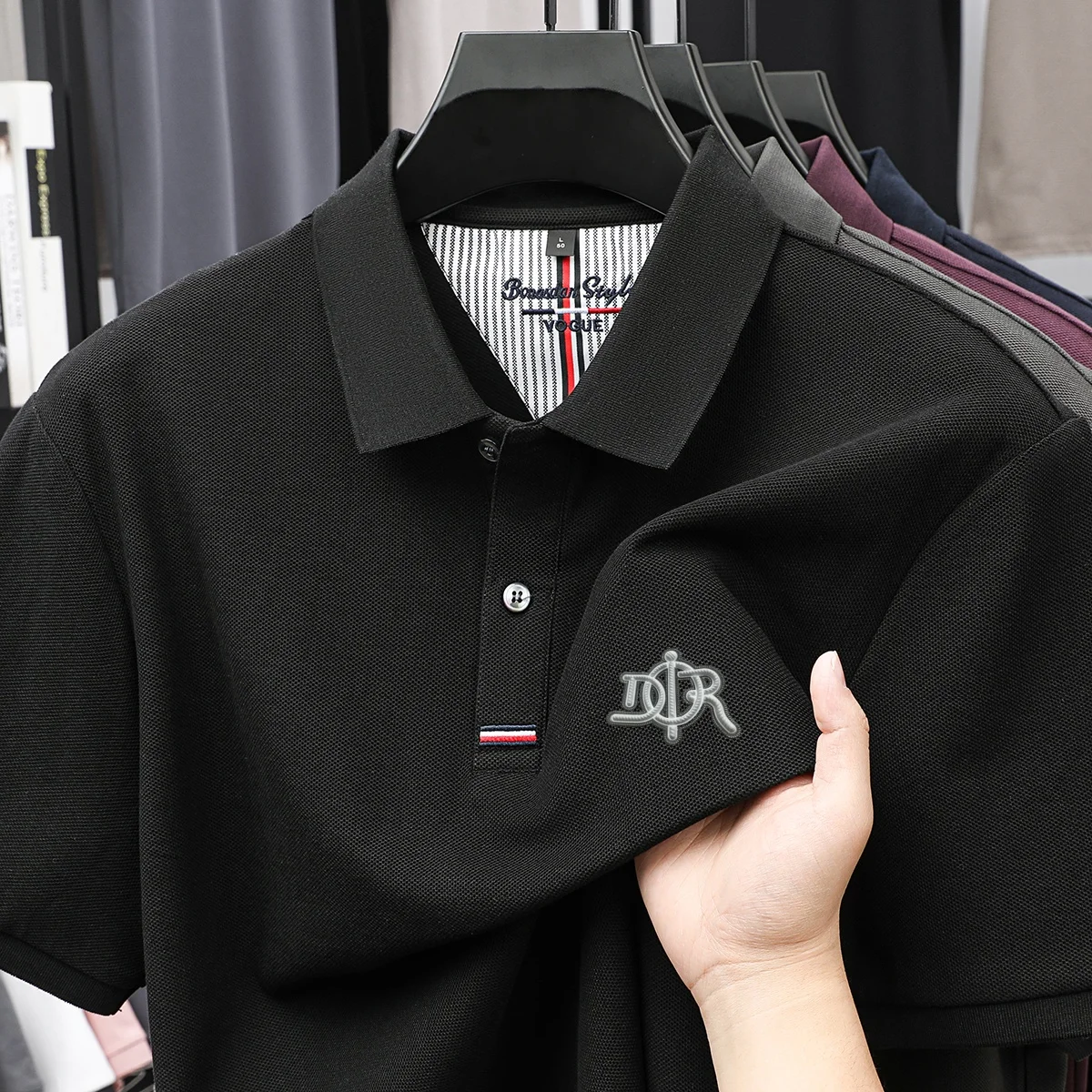 

Luxury brand men's short sleeved polo shirt summer 100% cotton breathable comfortable T-shirt fashion offset printing casual top