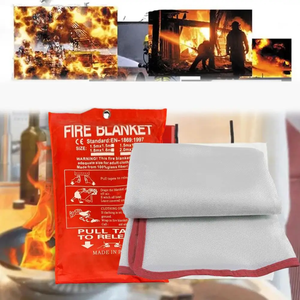 Fire Blanket 2M*2M Fire Flame Retardant Emergency Survival Fire Shelter Safety Cover Fire Extinguisher For Home Kitchen Safety