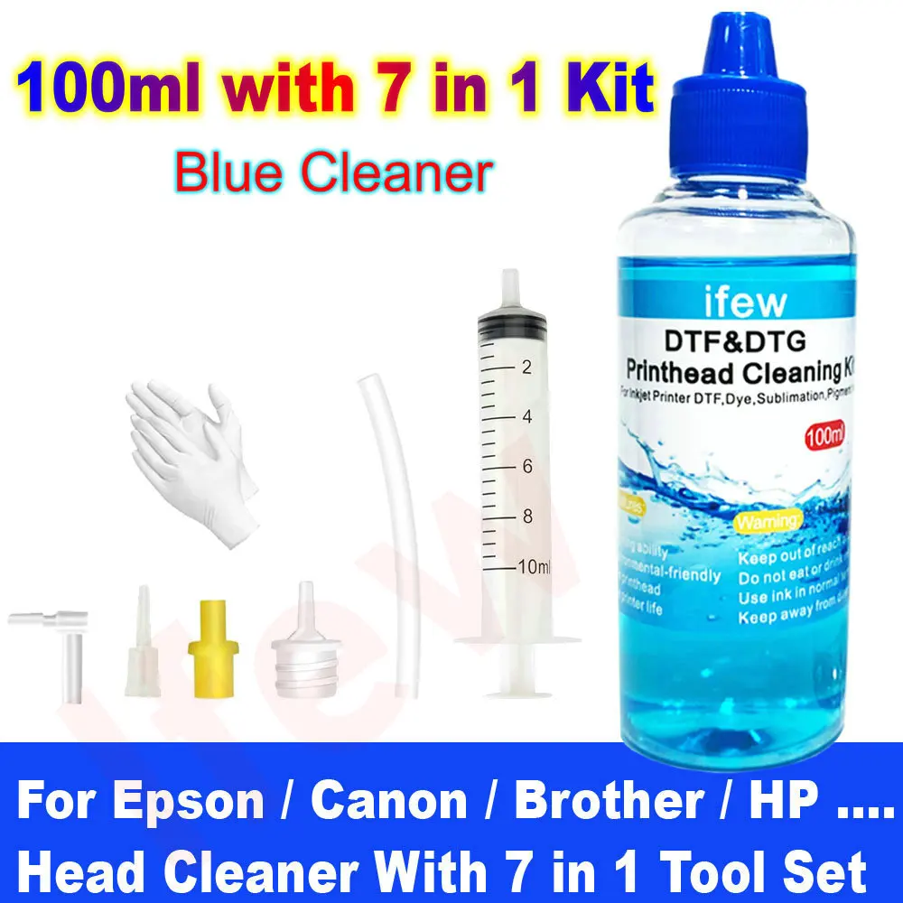 مجموعة سائل تنظيف رأس الطابعة لرؤوس الطابعة Epson Canon HP Brother Dtf، حل تنظيف فوهة الطباعة، رؤوس الطابعة النظيفة السائلة