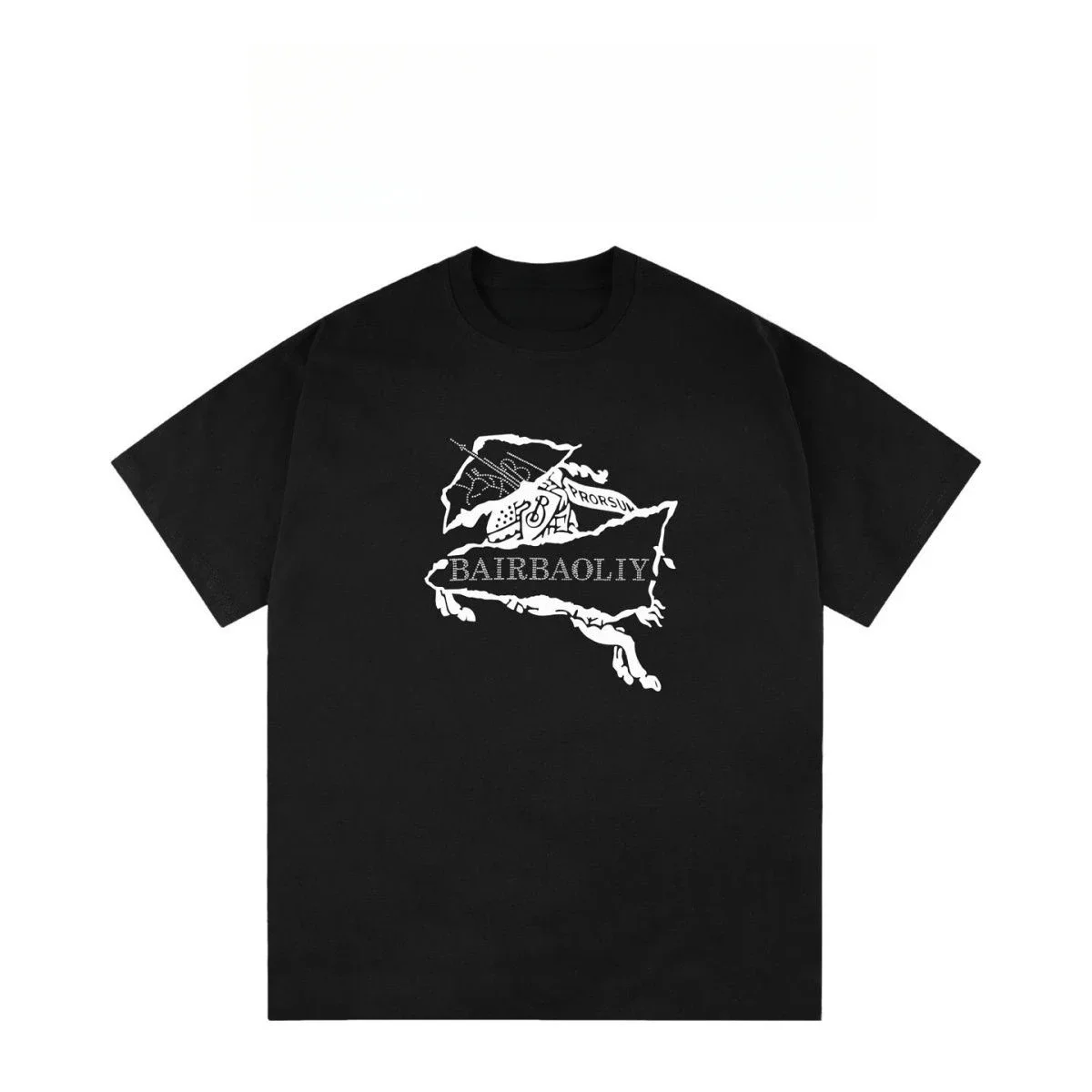 

Новая популярная трендовая брендовая футболка из чистого хлопка 2025 War Horse с короткими рукавами и принтом, свободная повседневная летняя футболка с круглым вырезом