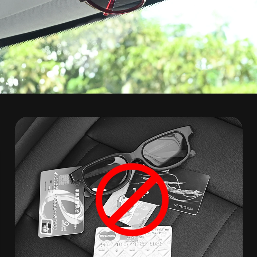 JFBONIN Auto-Sonnenblenden-Organizer mit Mehrfach-Taschen, Visitenkarten-Aufbewahrung, Sonnenbrillenhalter, Sonnenblenden-Zubehör für den Autoinnenraum – Detail 2