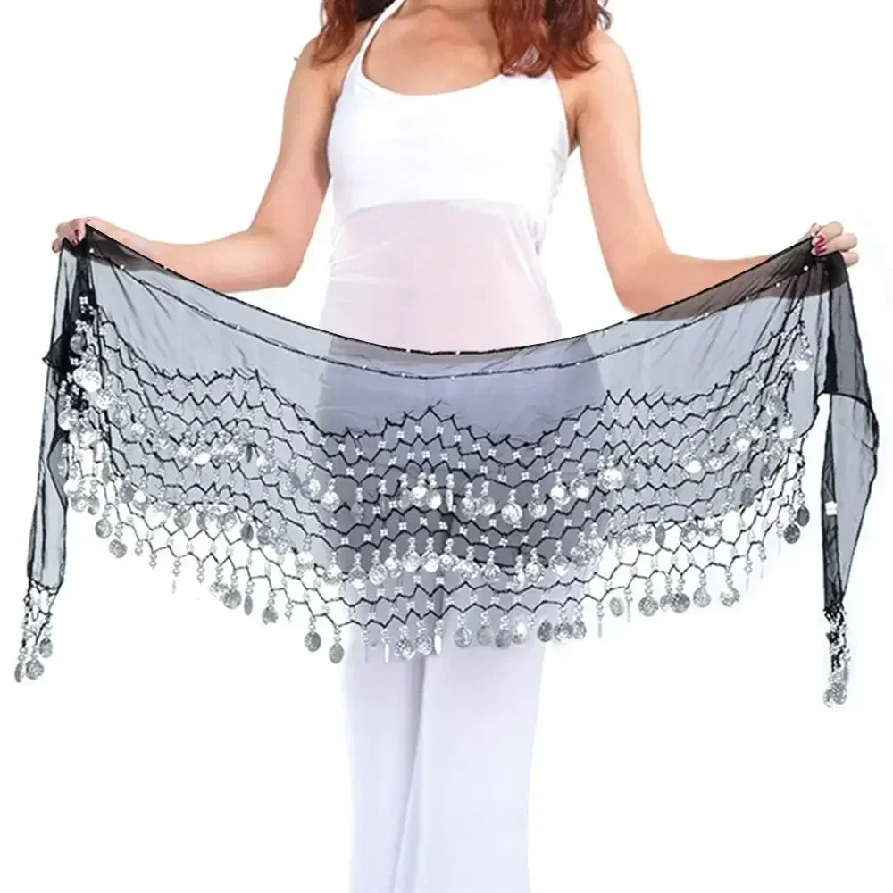 Dancer Skirt Women Sexy Belly Dance Hip Scarf Wrap Belt Dancer Skirt Show Costumes Shiny Sequins Tassels For Thailand/India/Arab