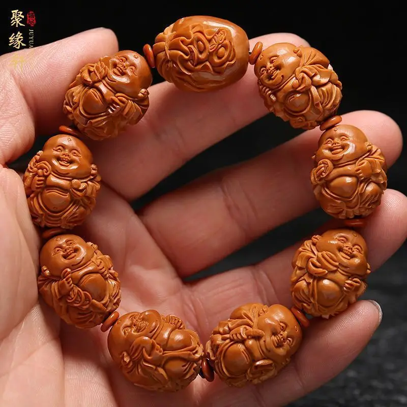 Olive Eight Maitreya Carving Handle Hand-Carved Short Garden Large Seed Old Oil Core Bracelet